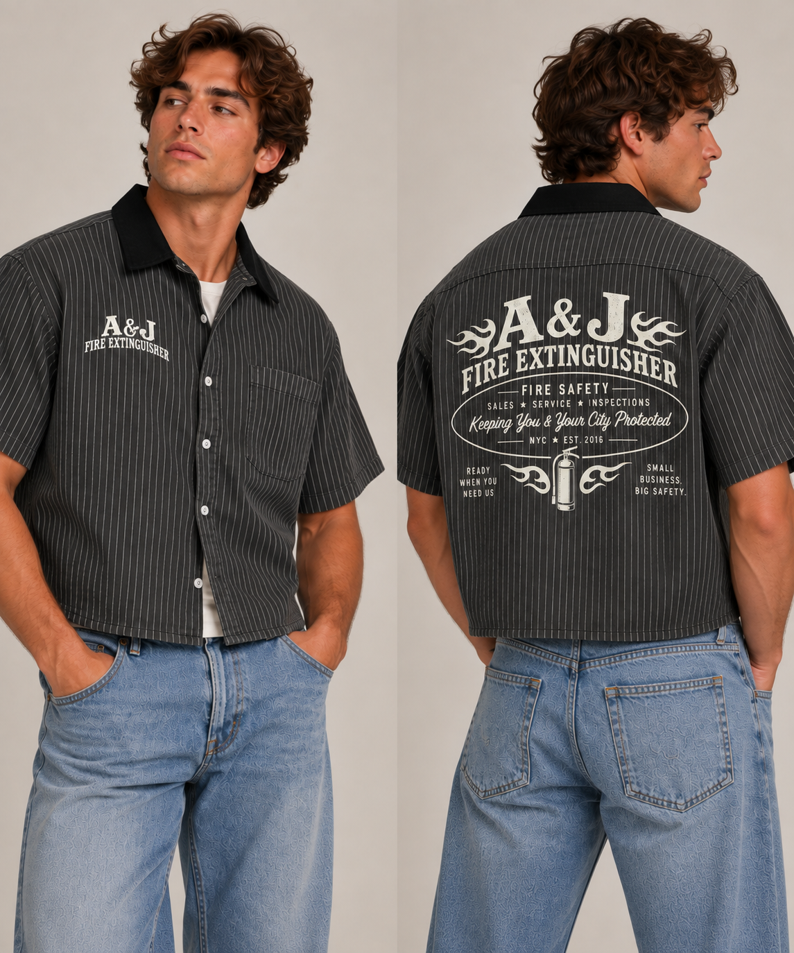 A&J Flame Service Shirt, on model, male